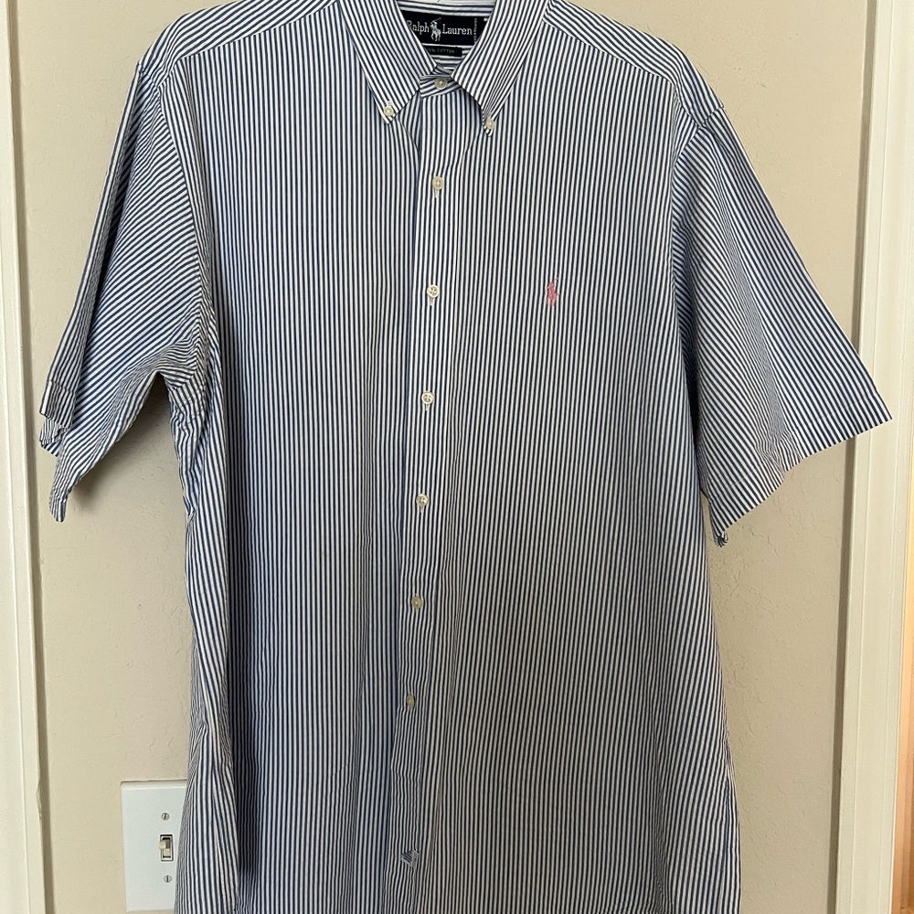 Ralph Lauren Blue & White Striped Button-Down Shirt | XL